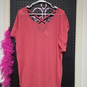 Time and Tru Pink Backless Short Sleeve T-Shirt